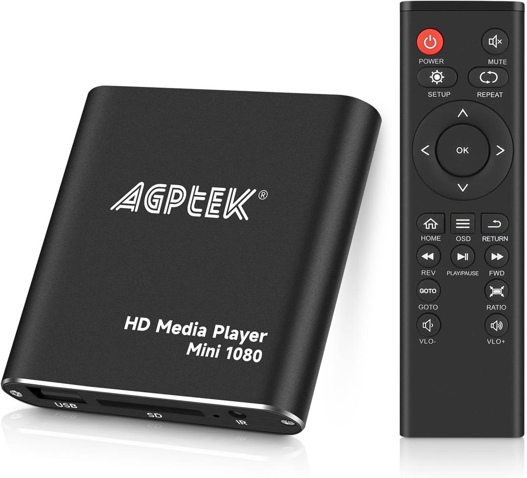 HDMI Media Player, Black Mini 1080p FullHD Ultra HDMI Digital Media Player for MKV/RM HDD USB Drives and SD Cards