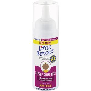 Little Remedies Sterile Baby Saline Nasal Mist, Safe for Newborns to Relieve Stuffy and Dry Noses, 3 Fl Oz