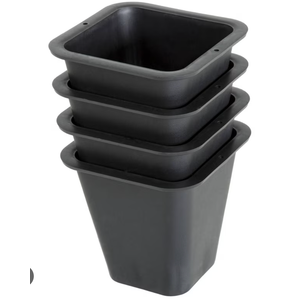 Set of 4 Pure Garden Plastic Flower Pots, 6" x 6", Black .