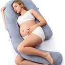 Momcozy Pregnancy Pillow for Sleeping, Dreamlign U Pro Maternity Pillow with Adjustable Leg Pillow, Removable Cover - Support for Back, Hip, Belly, Legs for Pregnant Women, 50-72 Inch Full Body Pillow