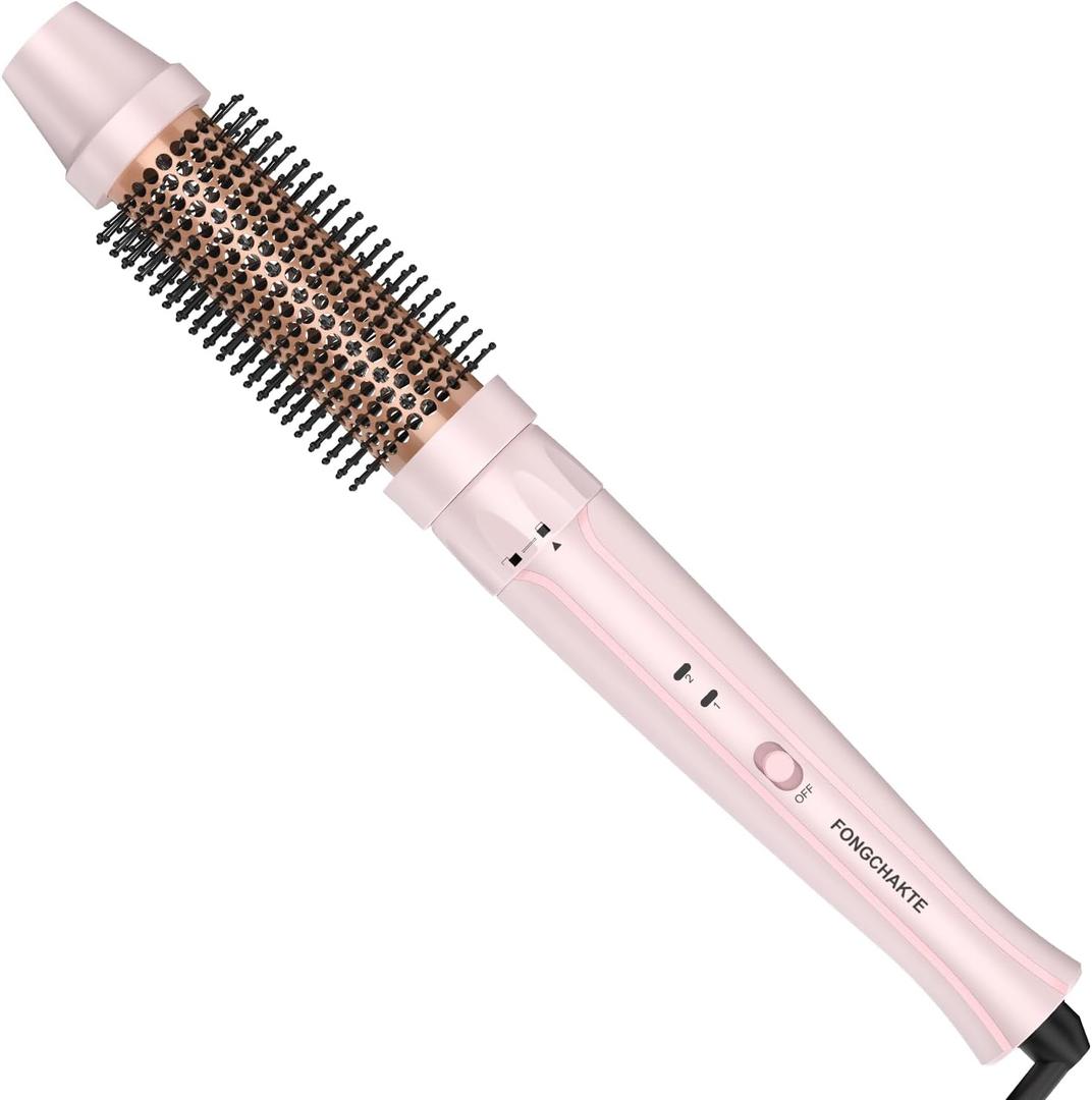 Thermal Brush, 1.5 Inch Heated Round Brush Curling Iron, Curling Brushs with Anti-Scald Nylon Bristles, Instant Heat Up Thermal Round Brushs Dual Voltage for Travel, Europe, Professional