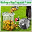 Adjustable Foldable Outdoor Trash Bag Stand Frame for 30-55 Gallon Garbage Bags Holder for Yard, Camping, Parties Portable Garden Garbage Bag Frame with Metal Leaf Bags Stand