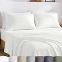 California Design Den Certified 100% Egyptian Cotton Queen Sheets Set - Lightweight & Crisp Percale Sheets Queen Deep Pocket Set, Durable Luxury Bedding - Ivory