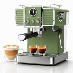 SECPOEDR 20Bar Semi Automatic Retro Espresso Machine with Milk Frother