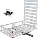 MaxxHaul 50945 Aluminum Hitch Mount Wheelchair/Mobility Carrier  50" x 29.5" Cargo Basket with 47" Ramp  500 lb Capacity  Fits RVs, Trucks, SUVs, Vans, Cars  Includes Hitch Tightener