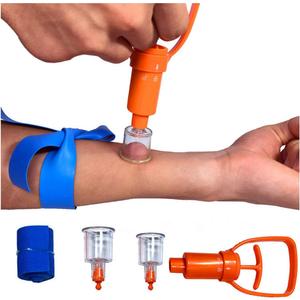 Snake Bite Kit, Bee Sting Kit, Emergency First Aid Supplies, Venom Extractor Suction Pump, Bite and Sting First Aid for Hiking, Backpacking and Camping. Includes Bonus CPR face Shield (Orange)