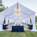 4Panels White Wedding Drapes, 5ftx40ft Wrinkle Free Tent Draping Curtains, Fabric Canopy Ceiling Drapes for Ceremony Birthday Theme Parties with Rod Pocket, 60"W x 480"L