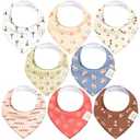 8-Pack Organic Baby Bandana Bibs for Boys, Girls - Super Absorbent Triangle Baby Bibs for Drooling and Teething Infant, 100% Cotton Extra Soft for Newborn, Infant 0-36 Months (Toy Land)