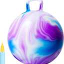 INPANY Hopper Ball, 18 Inches Bouncy Ball with Handles, Bouncing Bounce Balls Hopper, Inflatable Jumping Hopping Toys for Kids Ages 3-6, Hoppity Hop Girls Boys Gifts, Pump Included, Purple Clouds