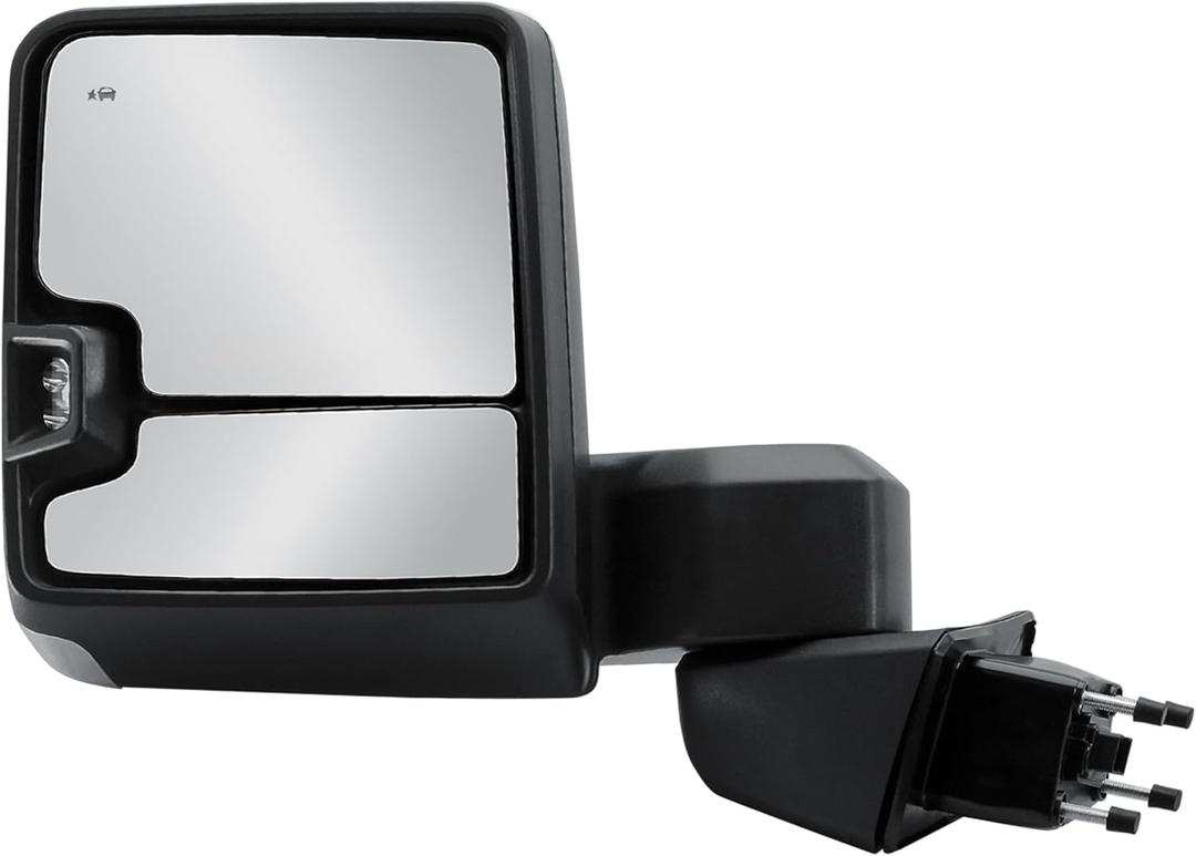 Driver Left Side Door Towing Mirror Power Heated and BLIS Glass Puddle and Signal Light Backup Light Chrome Back Strip Manual Folding and Telescope for 19-25 Chevrolet Silverado 1500
