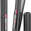 Cordless Hair Straightener and Curler 2 in 1 Mini Lightweight and Small USB Rechargeable with 4500mAh Battery 10s Fast Heating Portable Ceramic Flat Iron for Travel (Black)