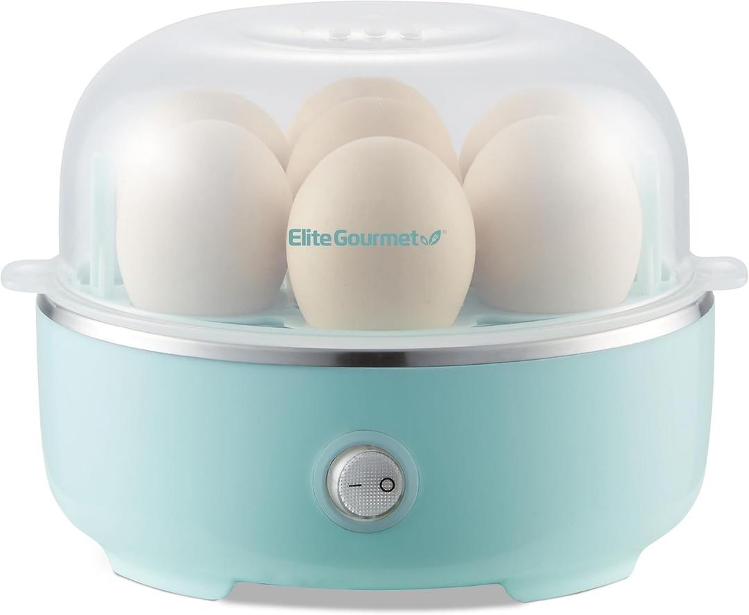 Elite Gourmet EGC115M Easy Egg Cooker Electric 7-Egg Capacity, Soft, Medium, Hard-Boiled Egg Cooker with Auto Shut-Off, Measuring Cup Included, BPA Free, Retro Mint