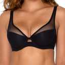 Smart & Sexy Women's Mesh Plunge Bra (Black), Size 36D