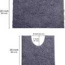LuxUrux Bathroom Mats 2 Piece Set, Bathroom Rug Set, Soft Absorbent Chenille Bath Mat & Contour Toilet Rug, Non Slip, Quick Dry, Machine Washable Shaggy Bathroom Mats (Gray, 20"x30"+20"x20" U-Shaped)