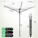 Clothes-Lines for-Outdoor, Heavy-Duty Umbrella Clothes-Drying-Rack for Blanket, Sheets, Skirt, Rotating and Hight-Adjustable Clotheslines-for-Outside, Backyard, Balcony, Camping, RV, Black