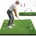 Golf Hitting Mats 31mm&55mm, 5x4ft/5x5ft Golf Mat Practice Outdoor & Indoor, Golf Practice Mat with 9 Tees, Heavy Duty Artificial Dual Turf Matt for Training Chipping Driving Swing Backyard Simulator