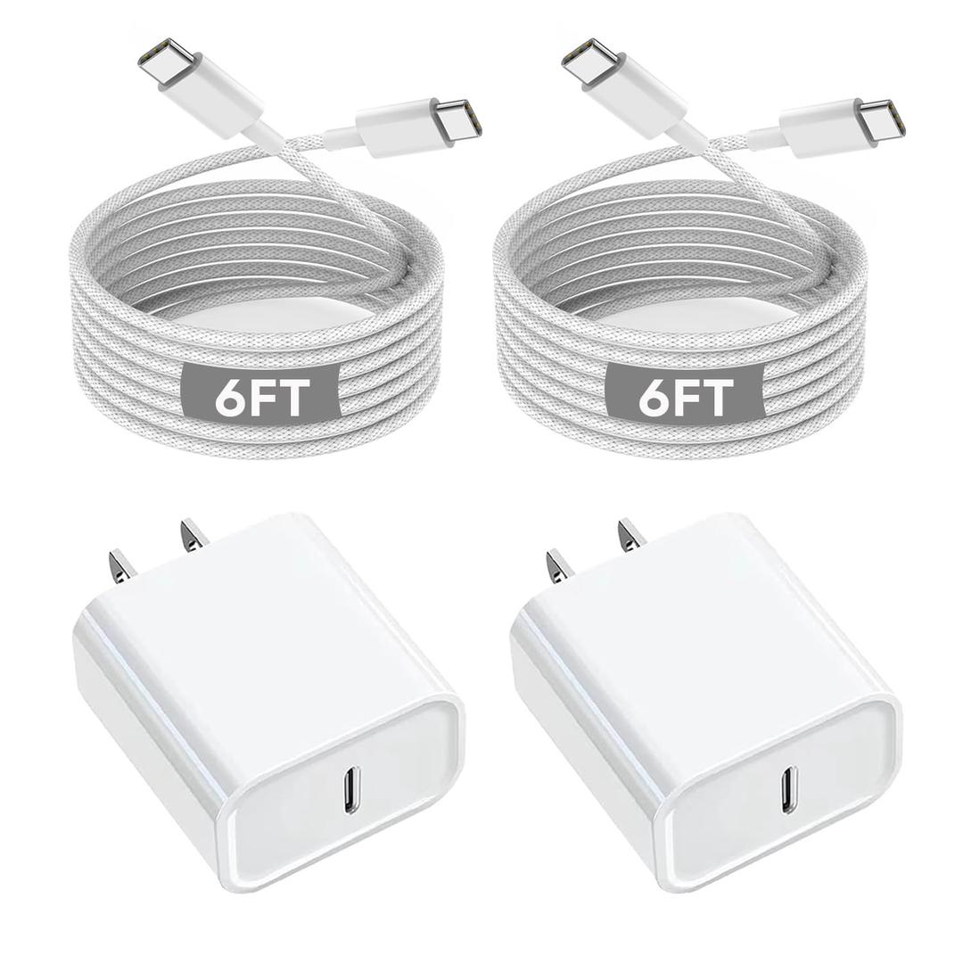 iPhone 16 15 Charger Fast Charging, 20W Apple iPhone 16 USB C Fast Charger Block, 2Pack 6ft USB C to USBC Cord for iPhone16/16 Pro/16 Pro Max/16e/15/15 Plus/15 Pro/15 Pro Max,iPad Pro/Air/Mini,AirPods (Woven)