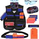 Kids Tactical Vest Kit for NERF Guns with Reload Clips, Refill Darts, Wrist Band, Tactical Mask Protective Glasses and Darts Belts for Boys Girls Birthday Thanksgiving
