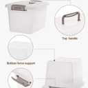 Citylife 4 Packs 6 QT Storage Bins with Lids Clear Plastic Bins with Grey Handle Stackable Storage Containers for Organizing