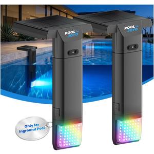 Solar Pool Light for Inground Pools Only, 56 LEDs 3-Sided 180 Wide Glow, Remote Control, 10 Colors 4 Modes, 3 Brightness Levels, Extendable Underwater Effect, IP68 Waterproof, 2 Pack