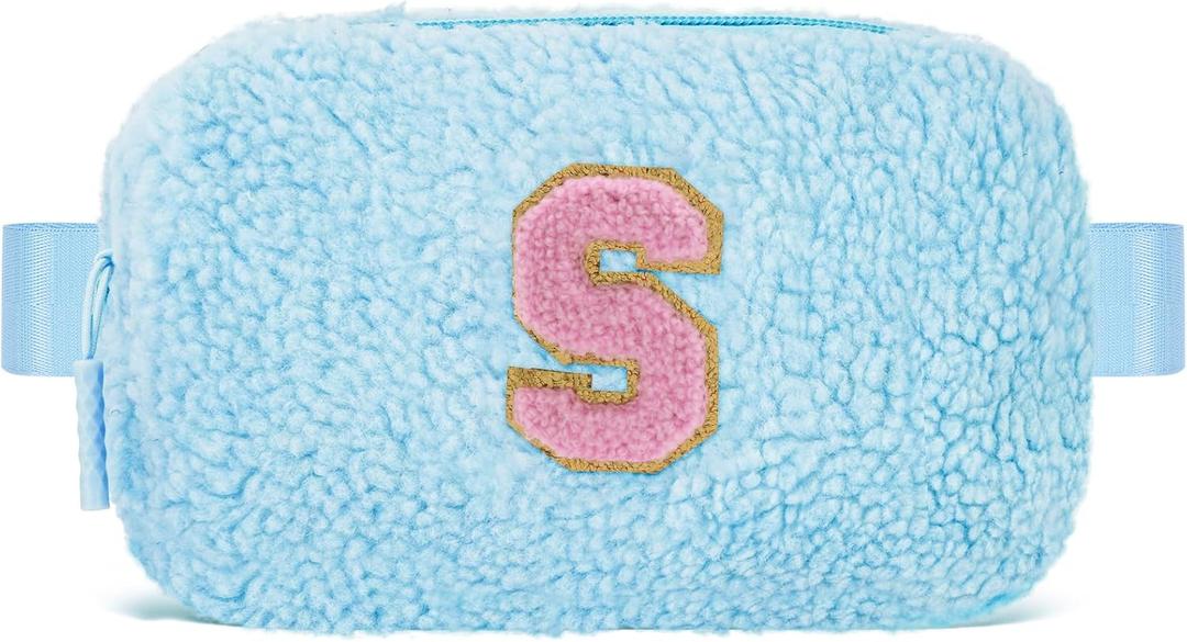 Uygafly Belt Bag with Initials,Fanny Packs Crossbody Bags for Women Girls Kids,Birthday Graduation Gifts for 5 6 7 8 9 10 11 12 13 14 15 16 Year Old Girl,Trendy Cute Purse Stuff - S,Blue
