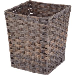 mDesign Small Woven Basket Trash Can Wastebasket - Square Garbage Container Bin for Bathrooms, Kitchens, Home Offices, Craft, Laundry, Utility Rooms, Garages - Espresso Brown