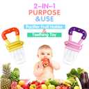 Baby Fruit Feeder by HAOBAOBEI, Frozen Teething Toys for Babies, Fruit Pacifier Feeder with 4 Sizes Silicone Pouches, Eating Essentials, BPA Free Feeding Supplies -2 Pack (Pink Yellow)