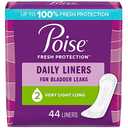 Poise Daily Incontinence Panty Liners, 2 Drop Very Light Absorbency, Long, 44 Count of Pantiliners, 6