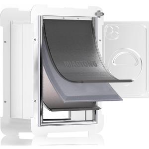 MIAOTONG 3-Flap Dog Door for Wall, Double Magnetic Flaps Pet Door for Wall, Aluminum Lock Doggy Door,Steel Frame and Telescoping Tunnel Dog Doors and Cat Doors(Pets Up to 40 Lb) -Medium