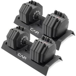 CAP Barbell ADJUSTABELL Adjustable 55 lb Hex Dumbbell Weights - Singles & Pairs | Multiple Handle Options
