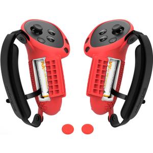 Controller Grips Cover Compatible with Meta Quest 3S/Quest 3 Accessories, Hand Strap with Battery Opening, Knuckle Straps with Widen and Thicken Sponge(Not for Charging Dock) (Red)