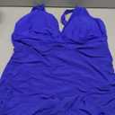 Blooming Jelly Women One Piece Swim Dress Tummy Control Swimsuits Slimming Mesh Sheer Sarong Wraps Bathing Suit (X-Large, Royal Blue)