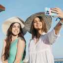 ZTOFERA for iPhone 15 Pro Case 6.1 inch,Cute Colorful Iridescent Plating Edge Case with Love Hearts Pattern,Camera Lens Protection Shockproof Phone Case for Women Girls,Iridescent Blue