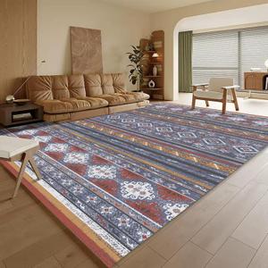 RUGSURE Washable Area Rugs 9' x 12' - 1/6 Thick - Moroccan-Inspired -Stain & Water Resistant Non-Slip - Resistant Rug for Living Room, Bedroom, Nursery, Pet & Child Friendly (Blue and Red)