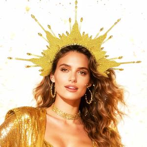 LaVenty Fire Flame Headpiece Sun Halo Crown Headband Carnival Accessories Headdress Mardi Gras Rave Festival for Women