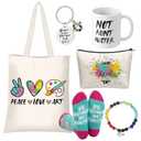 Mepase 6 Pcs Painting Artist Gift Sets for Women Include Canvas Tote Bags Makeup Bag Bracelets Keychain 11 oz Mug Novelty Socks Birthday Appreciation Gift for Art Lover Teacher Artists Painters