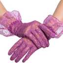 2 x ALVOGIMOR Lace Gloves for Women Wedding Tea Party, Evening Short Courtesy Gloves for Opera,1920s Party,Costume Accessory, Pink, Blue