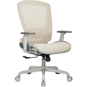 ELABEST Mesh Office Chair,Ergonomic Computer Desk Chair,Sturdy Task Chair- Adjustable Lumbar Support & Armrests,Tilt Function,Comfort Wide Seat,Swivel Home Office Chair (Beige)