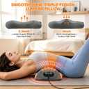 Back Massager with Heat Vibration and Adjustable Height Smooth Spine Triple Fusion Back Massager for Back Relaxation Pain 3-in-1 Electric Lumbar Support Pillow for Bed Chair (Dark Gray)