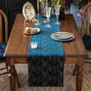 Luxurious Bling Bling Rhinestones Sparkly Glam Table Runner Solid Long Tablecloth Farmhouse Tea Table Runner Dresser Scarves Table Top Decor for Kitchen Dining Room Sapphire Blue