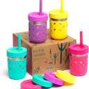 Elk and Friends 10oz Stainless Steel Kids + Toddler Drinking Cups | The Original Mason Jar with Sleeves + Lids | Silicone Straws | Smoothies | Storage Jar | Spill Resistant | Dishwasher Safe | 4 Pack