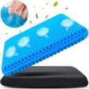Large Gel Seat Cushion for Long Sitting (Super Large & Thick), Soft & Breathable, Gel Cushion for Wheelchair Reduce Sweat, Gel Chair Cushion for Hip Pain, Gel Seat Cushion for Office Chair (Blue)
