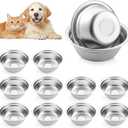 12 PCS Metal Dog Bowls Stainless Steel Small Pet Food and Water Bowls for Dogs & Cats, Rust-Resistant, Easy to Clean, Dishwasher Safe