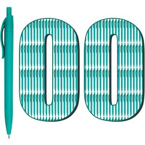 Deegtran 100 Pack No Bleed Teal Blue Barrel Click Pens, Wholesale Retractable Ballpoint Pens, Medium Point, Smooth Ink, 1.0MM Black Ink