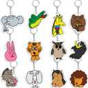 24PCS Acrylic Cartoon Keychain Bulk for Kids Party Favors, Box Toys for Classroom Rewards,Christmas Birthday Prize Gifts (Forest Animals)