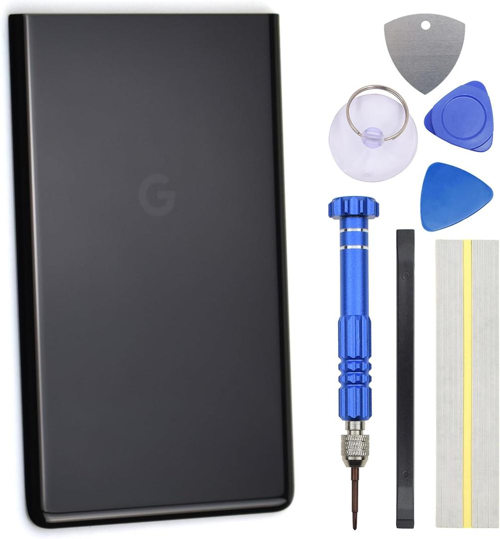 Black Back Glass Cover Replacement for Google Pixel 7 with Installation Tool Kit