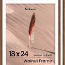 Fun Memories 18x24 Poster Frame, Solid Oak Wood Poster Frames, Modern Photo Frame for Wall 18x24 with 16x20 Mat, High Definition Plexiglass & Wall Hook Included (Walnut, 2 Pack)