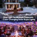 ICRGB Solar Lights Outdoor, 66FT 200LED 1800mah Solar Rope Lights with Remote, Type C, 19 Modes and Timer, IP67 Waterproof for Outdoor Christmas Pool Patio Porch Tree Wedding, Cool White to Multicolor
