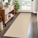 EARTHALL Washable Runner Rug 2x6 Ft Non Slip Runners for Hallways Cotton Rubber Backed Kitchen Runner Braided Indoor Floor Carpet Runners for Entryway, Hallway, Kitchen, Bedroom, Golden Beige/White