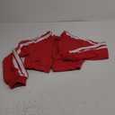Akmipoem Sweatsuits Women 2 Piece Outfit Striped Tracksuit Long Sleeve Zipper Cropped Jackets Wide Leg Sweatpants Set (Small, Red)